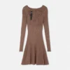 Baroque Buckle Ribbed Mini Dress
