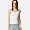 Baroque Buckle Ribbed Tank Top