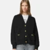 Cashmere-Wool Knit Boxy Cardigan