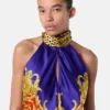 Cheetah Barocco Silk Lavalli&egrave;re Top