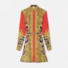Cheetah Barocco Silk Mini Shirt Dress
