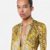 Cheetah Foulard Draped Bodysuit