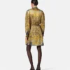 Cheetah Foulard Silk Lavalli&egrave;re Mini Dress