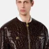 Croc-Effect Patent Leather Jacket