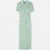 Crochet Knit Polo Maxi Dress