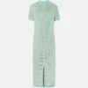 Crochet Knit Polo Maxi Dress