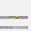 Crystal Safety Pin Leather Belt 3 cm
