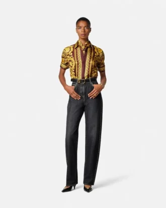Embellished High-Waist Regular Jeans