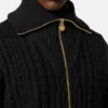 Embroidered Wool Knit Zip Sweater