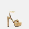 Gianni Ribbon Embellished Satin Sandals 140 mm