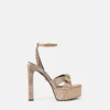 Gianni Ribbon Embellished Satin Sandals 140 mm