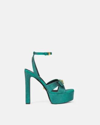 Gianni Ribbon Embellished Satin Sandals 140 mm