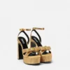 Gianni Ribbon Embellished Satin Sandals 140 mm