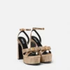 Gianni Ribbon Embellished Satin Sandals 140 mm