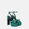 Gianni Ribbon Embellished Satin Sandals 140 mm