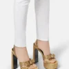 Gianni Ribbon Embellished Satin Sandals 140 mm