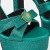 Gianni Ribbon Embellished Satin Sandals 140 mm