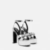 Gianni Ribbon Metallic Sandals 140 mm