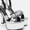 Gianni Ribbon Metallic Sandals 140 mm