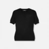 Jacquard Stretch Viscose Fitted Knit T-Shirt
