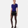 Jacquard Stretch Viscose Fitted Knit T-Shirt