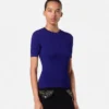 Jacquard Stretch Viscose Fitted Knit T-Shirt