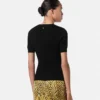 Jacquard Stretch Viscose Fitted Knit T-Shirt