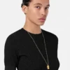 Jacquard Stretch Viscose Fitted Knit T-Shirt