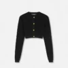 Jacquard Stretch Viscose Knit Crop Cardigan