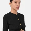 Jacquard Stretch Viscose Knit Crop Cardigan