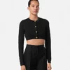 Jacquard Stretch Viscose Knit Crop Cardigan