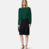 Jacquard Viscose Knit Fitted Cardigan