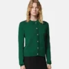 Jacquard Viscose Knit Fitted Cardigan