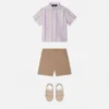 Kids Embroidered Cotton-Seersucker Shorts