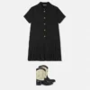 Kids Jacquard Satin Pleated Shirt Dress