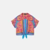Kids Printed Silk Twill Crop Shirt
