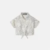 Kids Printed Silk Twill Crop Shirt