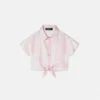 Kids Printed Silk Twill Crop Shirt