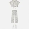 Kids Printed Silk Twill Crop Shirt