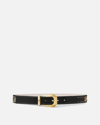 Medusa Heritage Embellished Leather Belt 3 cm