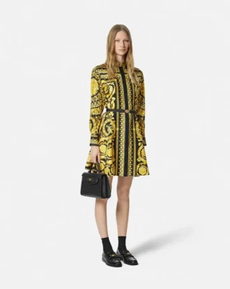 Printed Silk Twill Mini Shirt Dress