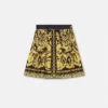 Printed Silk Twill Pleated Mini Skirt