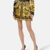 Printed Silk Twill Pleated Mini Skirt