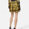 Printed Silk Twill Pleated Mini Skirt