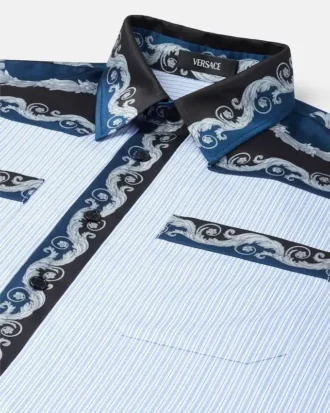 Printed Striped Cotton-Poplin Shirt