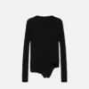 Safety Pin Asymmetric Ribbed Knit Sweater