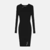 Safety Pin Ribbed-Knit Mini Dress