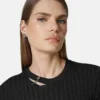 Safety Pin Ribbed-Knit Mini Dress