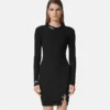 Safety Pin Ribbed-Knit Mini Dress