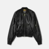Shiny Coated Bomber Jacket
